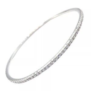 Authentic! Tiffany & Co Metro 18k White Gold Full Diamond Bangle Bracelet
